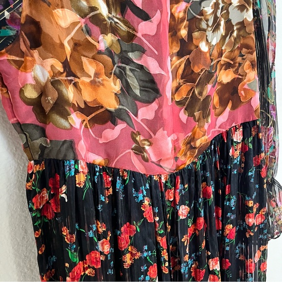 Whimsigoth Sheer Floral Long Sleeve Midi Dress Romantic Garden Style - Picture 13 of 15